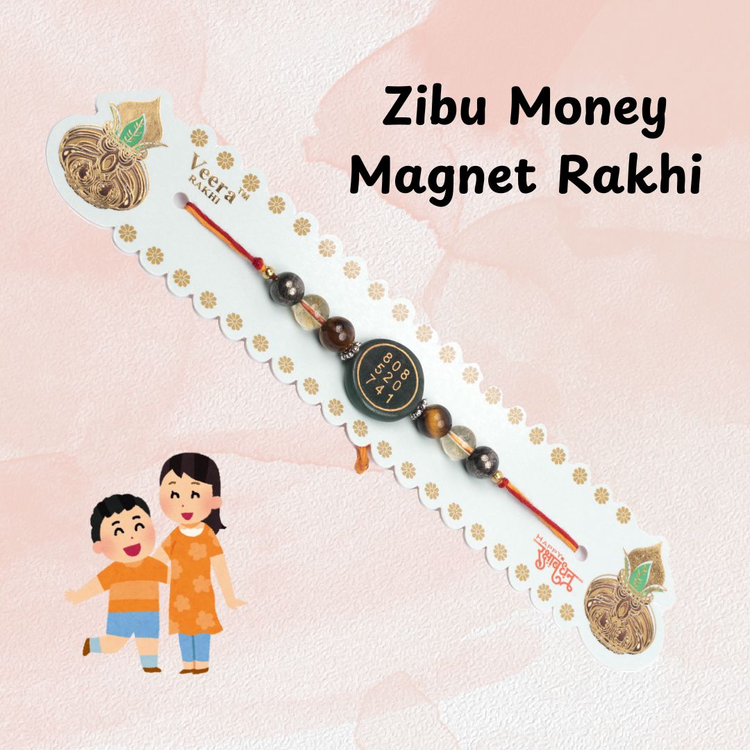 Money Magnet Round Rakhi | Roli Chawal & Sweet | Pack of 1