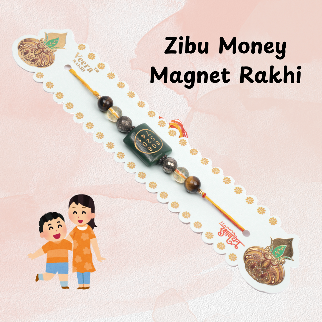 Money Magnet Zibu Rakhi | Roli Chawal & Sweet | Pack of 1
