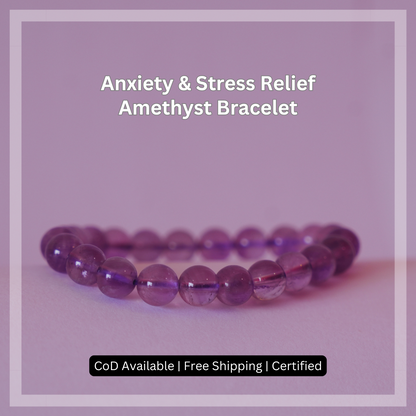 Stress & Anxiety Reliever Bracelet - Amethyst - 8mm