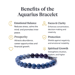 Aquarius Zodiac Birthstone Crystal Bracelet- 8 mm- Kumbh Rashi Crystal Bracelet