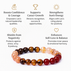 Leo Zodiac Birthstone Crystal Bracelet- 8 mm- Singh Rashi Crystal Bracelet