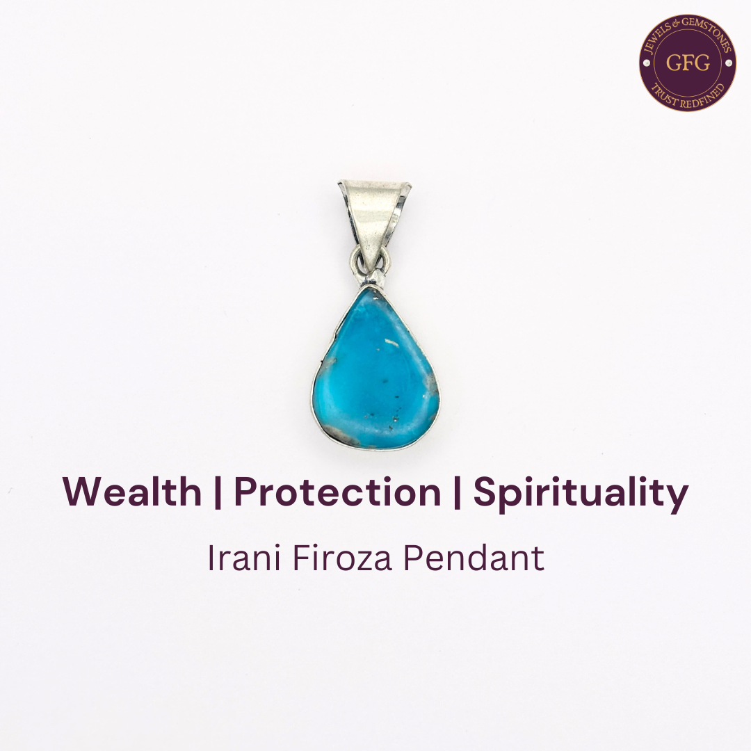 Natural & Lab-certified Irani Firoza/ Turquoise Pendant- IFP10