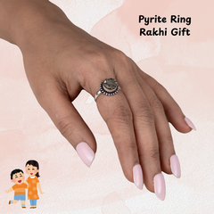Raksha Bandhan Gift for Sister Pyrite Ring Circle Adjustable