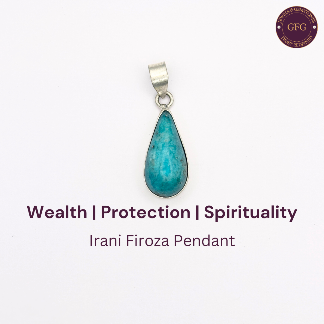 Natural & Lab-certified Irani Firoza/ Turquoise Pendant- IFP12