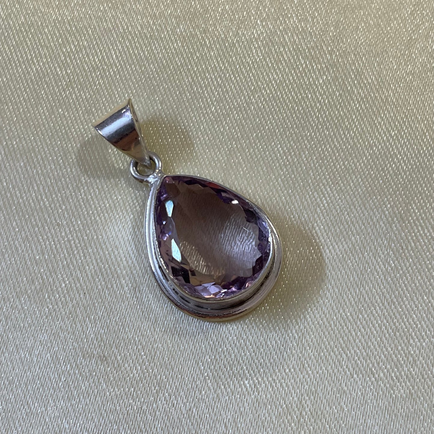 Amethyst Drop German Silver Pendant