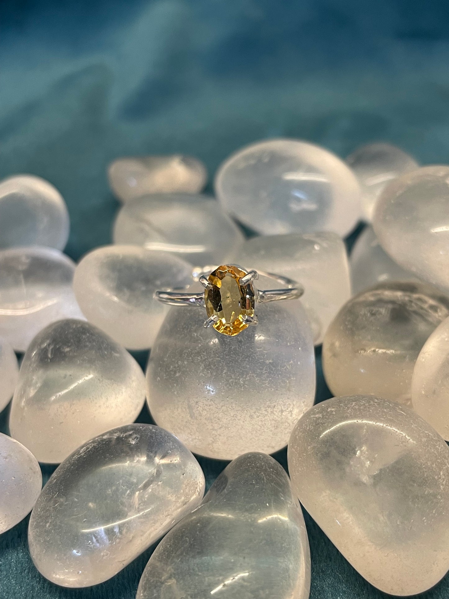 Citrine/ Sunela German Silver Ring-Small stone