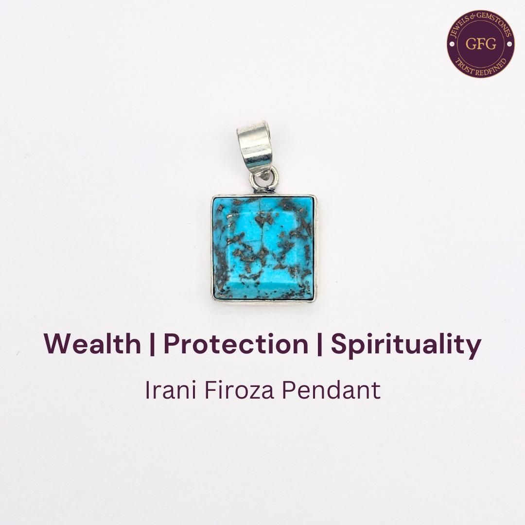 Natural & Lab-certified Irani Firoza/ Turquoise Pendant- IFP13