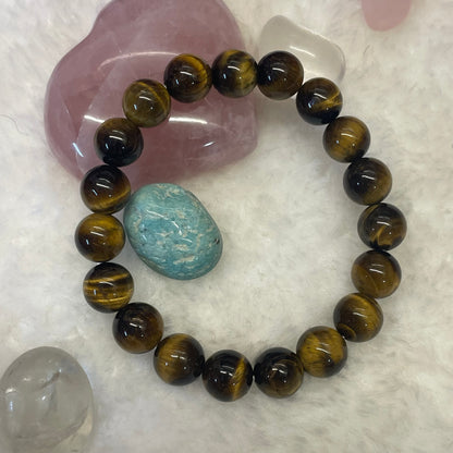 Confidence and Evil Eye Protection Bracelet - Tiger Eye Bracelet - 10 mm