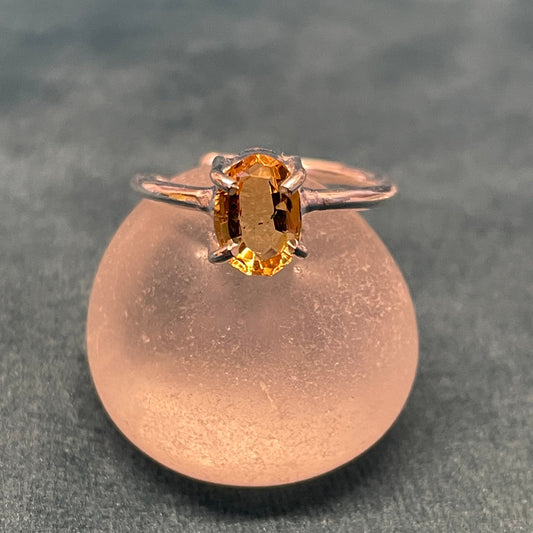 Citrine  German Silver Ring Natural Original Small stone Adjustable