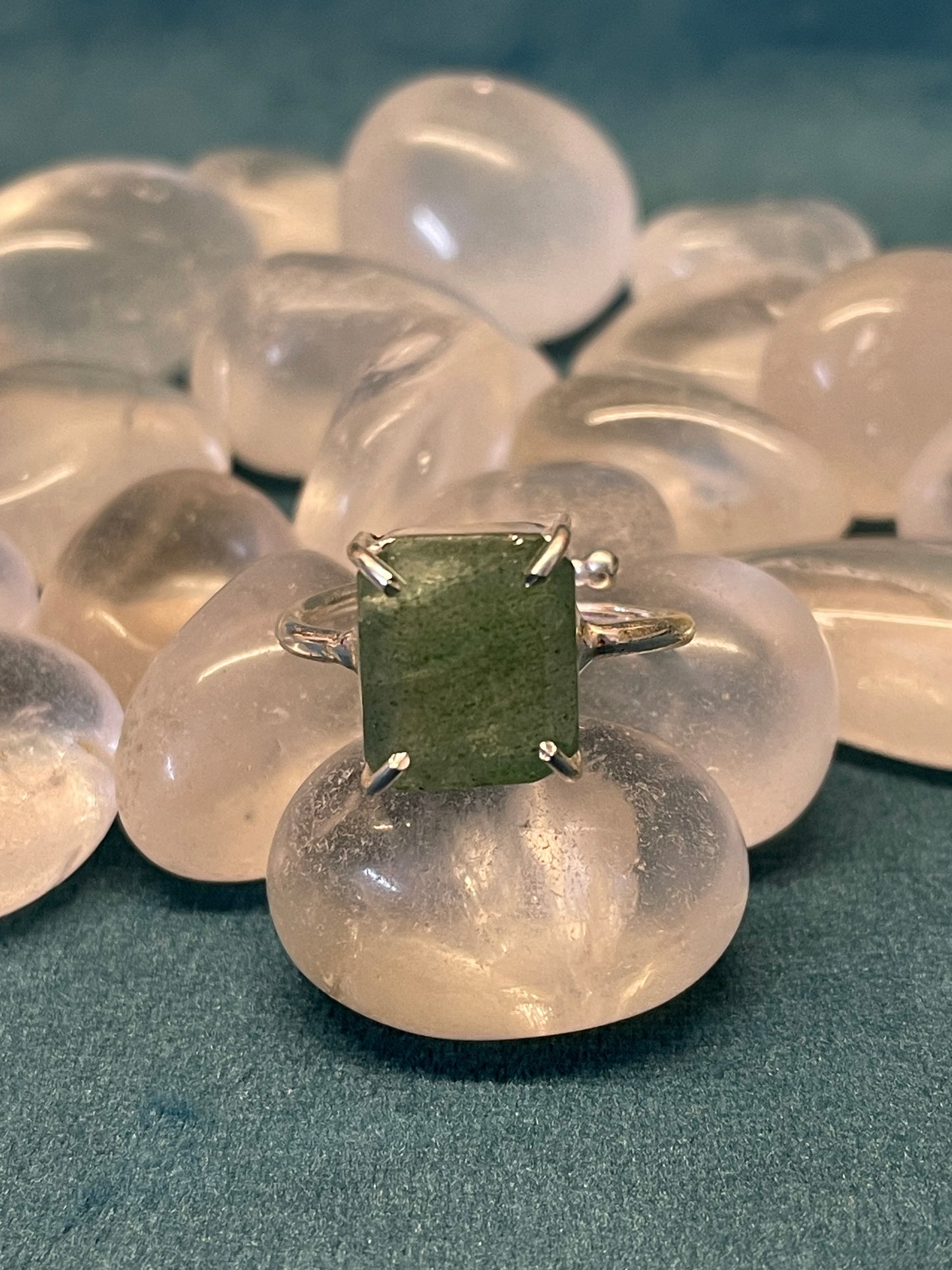 Green Aventurine German Silver Ring