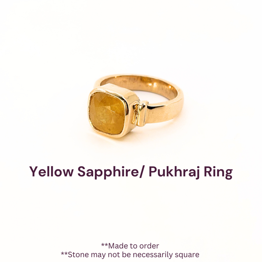 Natural Yellow Sapphire Pukhraj Certified Panchdhatu Ring (Panchdhatu)