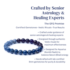 Aquarius Zodiac Birthstone Crystal Bracelet- 8 mm- Kumbh Rashi Crystal Bracelet