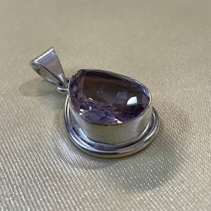 Amethyst Drop German Silver Pendant