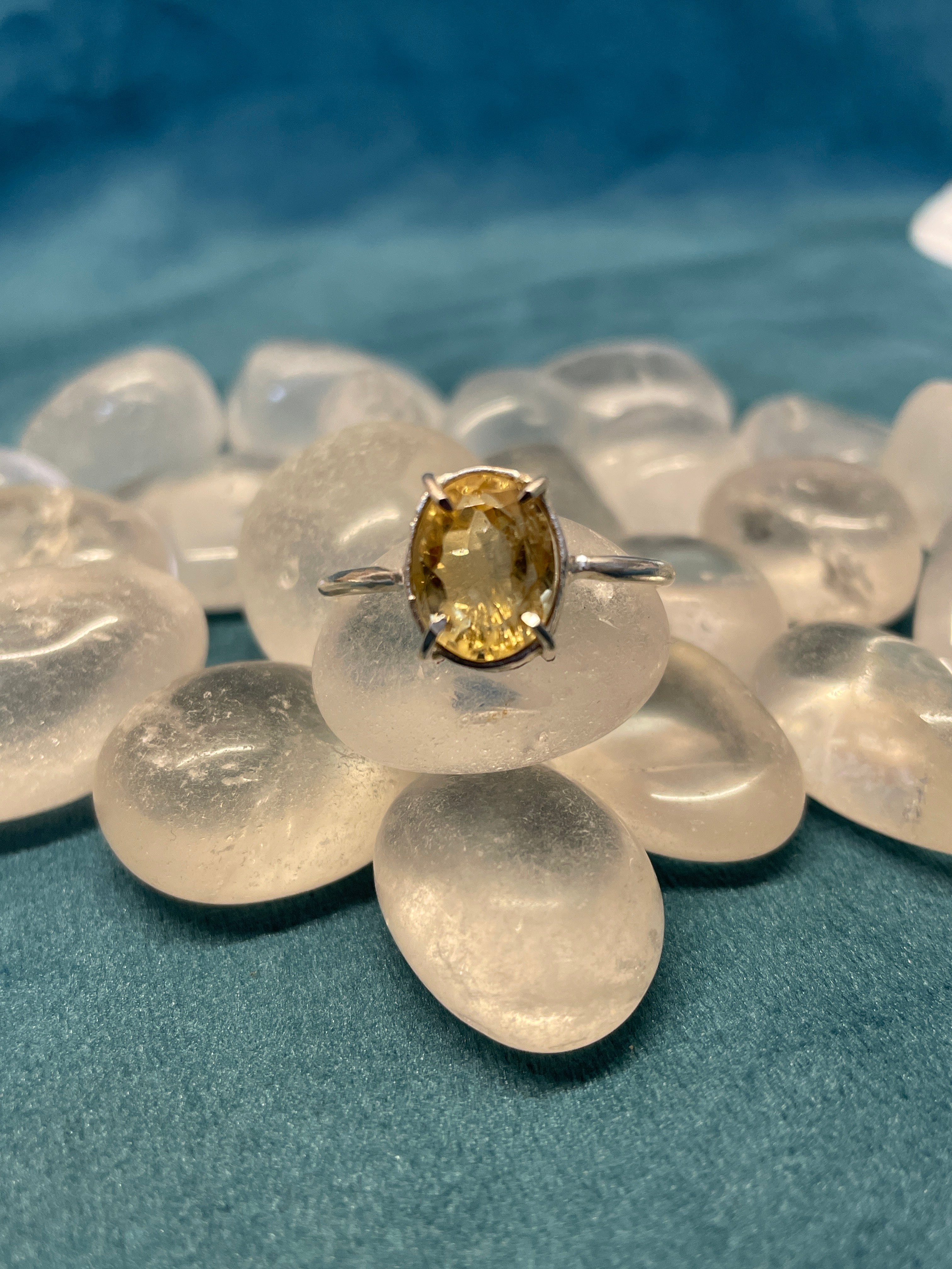 Citrine Sunela German Silver Ring Medium Stone G for Gemstones