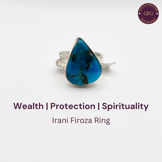 Irani Firoza/ Turquoise German Silver Ring- IF/01