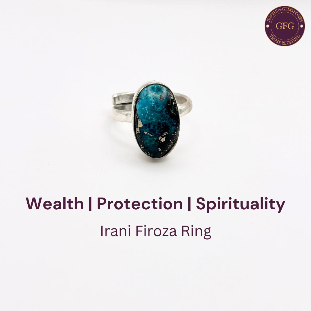 Irani Firoza/ Turquoise German Silver Ring- IF/02