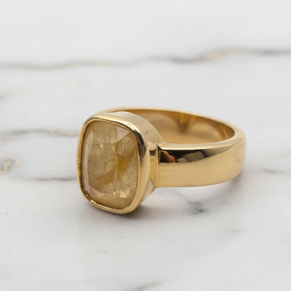 Natural Yellow Sapphire Pukhraj Panchdhatu Ring (Burma)