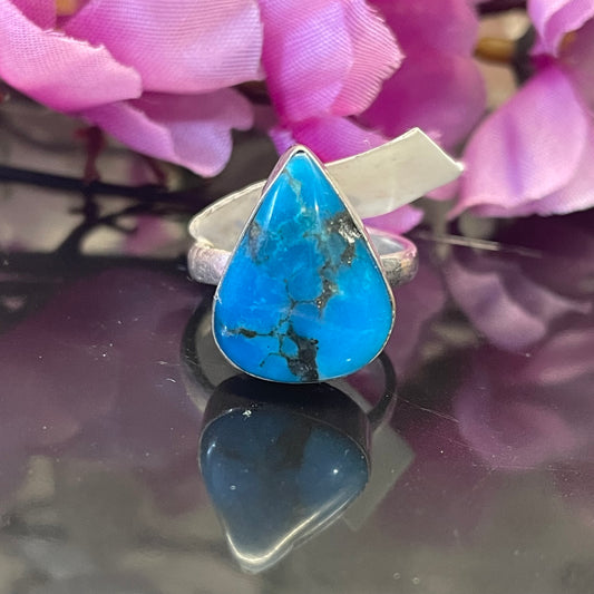 Irani Firoza/ Turquoise German Silver Ring- FI/01