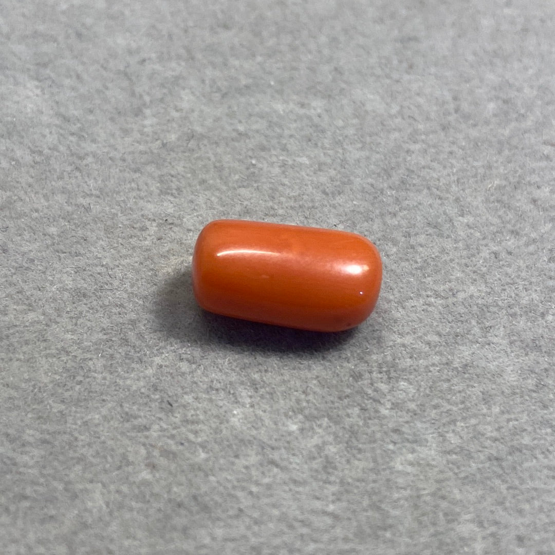 6.52 Carat Natural Red Coral Moonga Cylinder Shape - Lab Certified