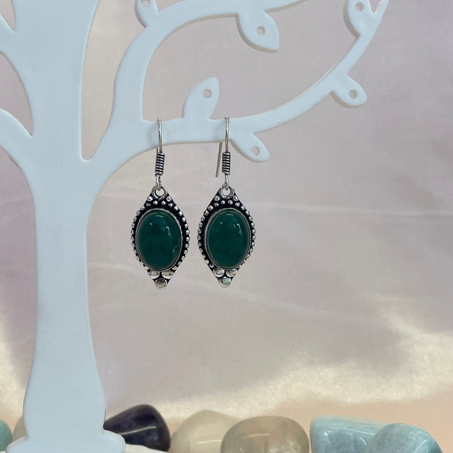 Green Chalcedony Teardrop Earrings