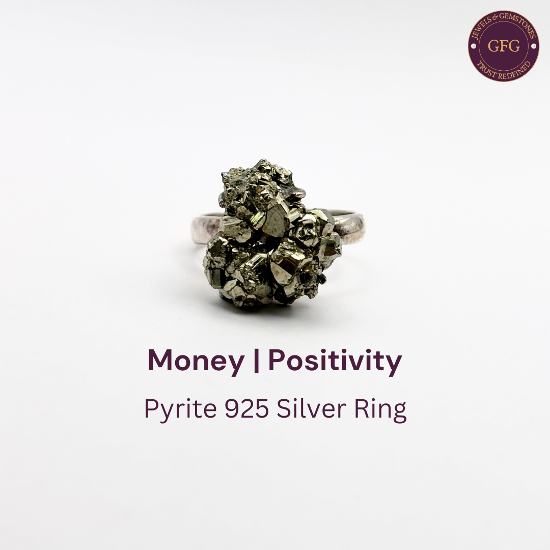 Adjustable Pure Silver Pyrite Ring - D2