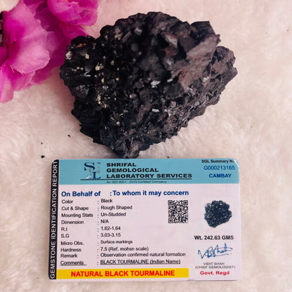 Natural Raw Black Tourmaline Cluster/ Stone - 240 gm