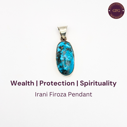 Natural & Lab-certified Irani Firoza/ Turquoise Pendant- OV 1