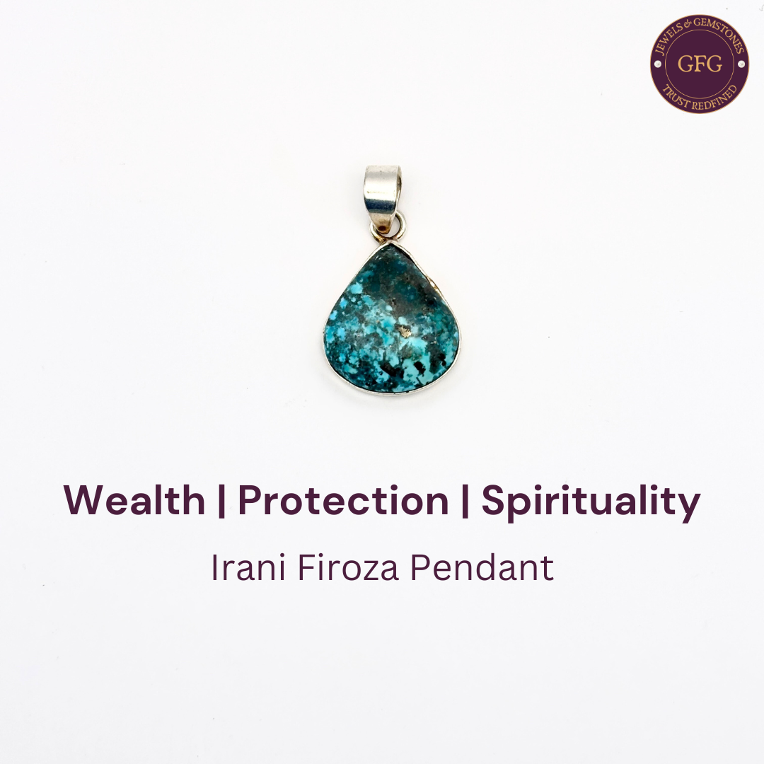 Natural & Lab-certified Irani Firoza /Turquoise Pendant- DR 1