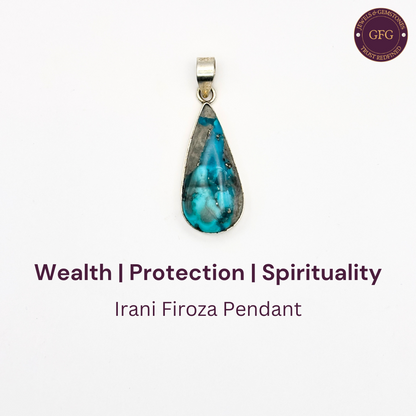 Natural & Lab-certified Natural Irani Firoza/ Turquoise Pendant- DR 4