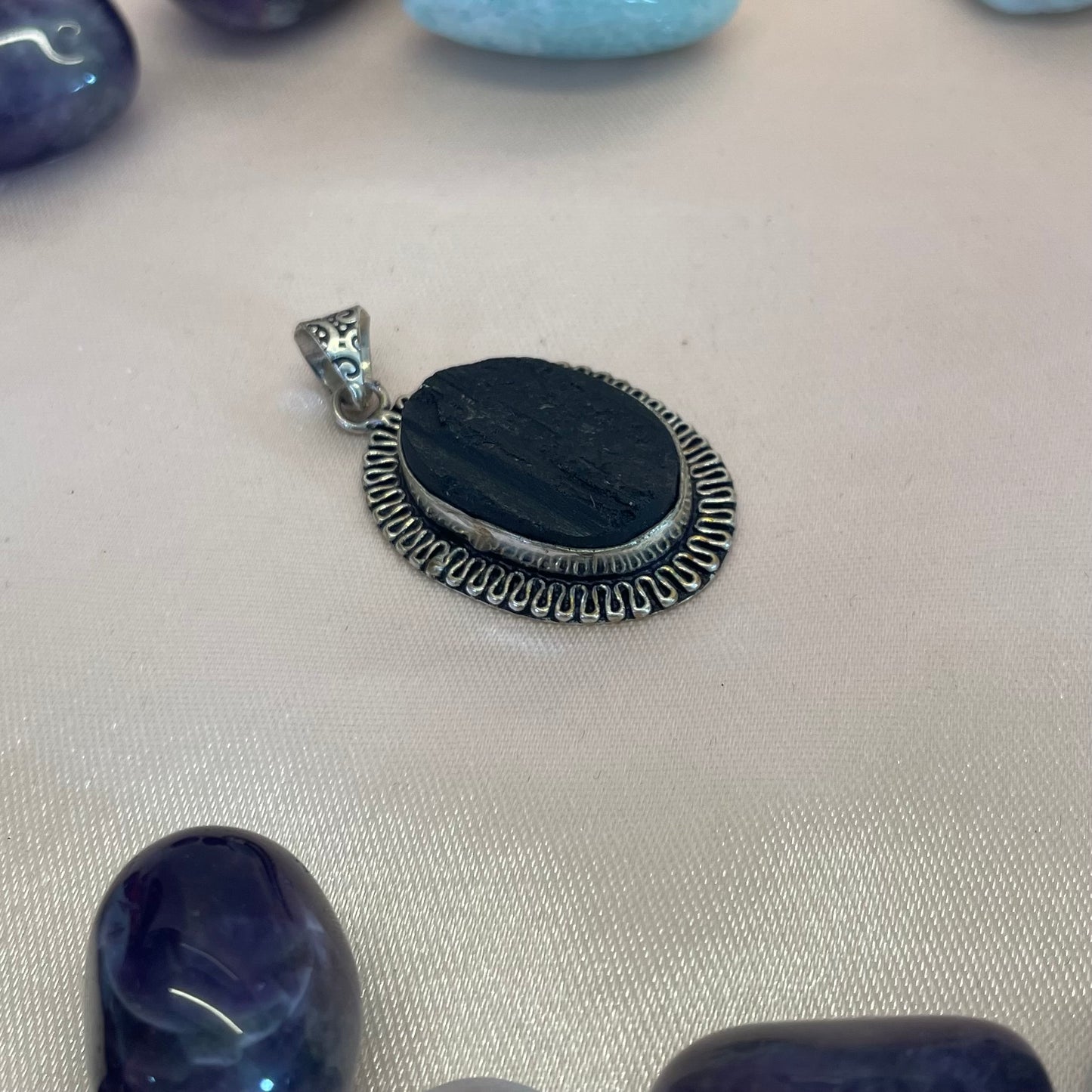 Oval Black Tourmaline Pendant