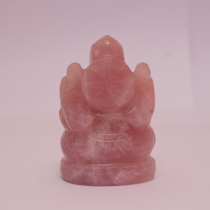 Rose Quartz Crystal Ganesha Idol / Murti - 232gm