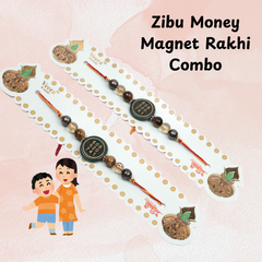 Money Magnet Zibu Rakhi | Roli Chawal &amp; Sweet | Pack of 2