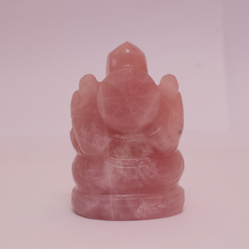 Rose Quartz Crystal Ganesha Idol / Murti - 250gm