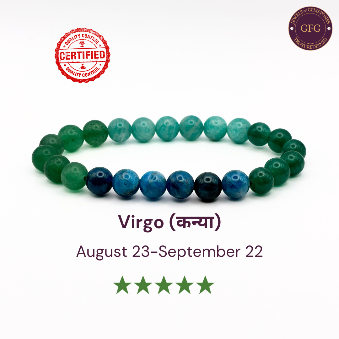 Virgo Zodiac Birthstone Crystal Bracelet- 8 mm- Kanya Rashi Crystal Bracelet