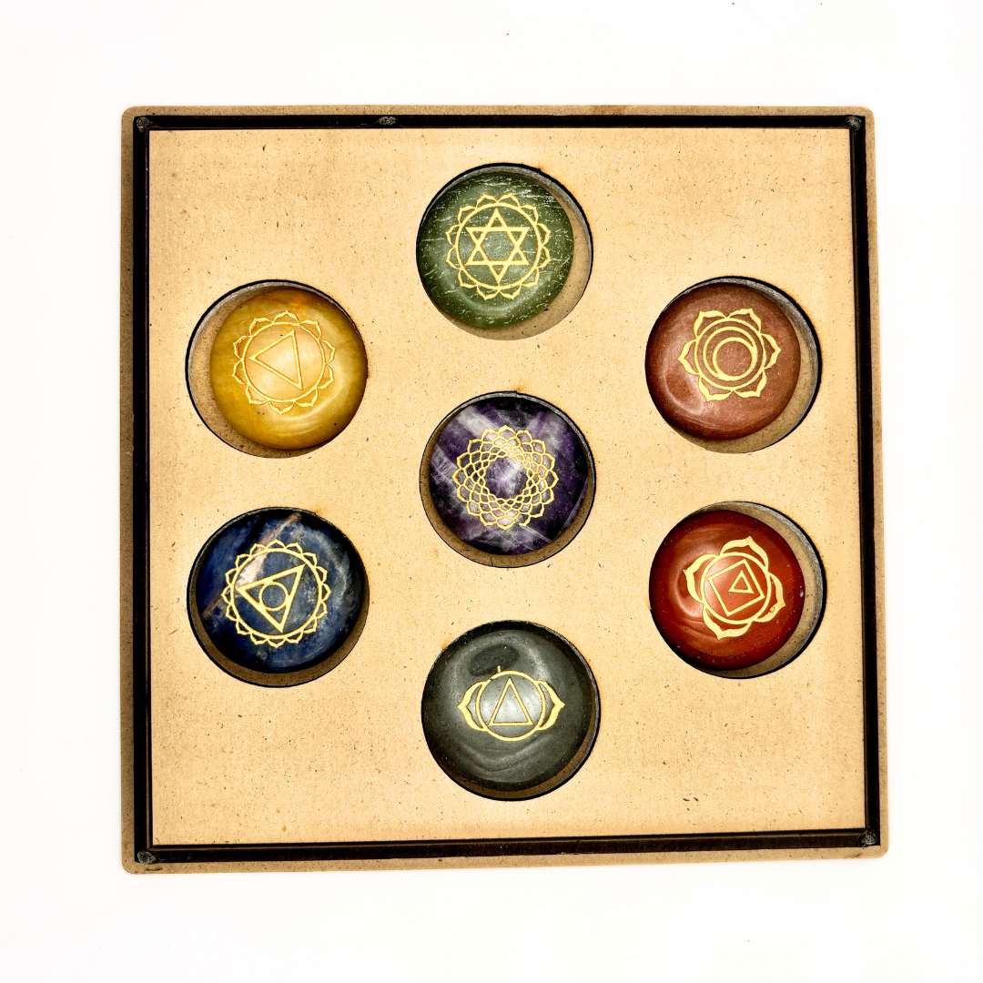 Seven Chakra Healing Crystal Coin Set