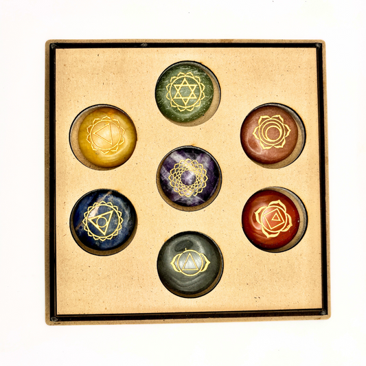 Seven Chakra Healing Crystal Coin Set