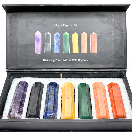 Seven Chakra Healing Crystal Tower Set