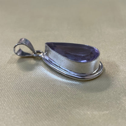 Amethyst Drop German Silver Pendant