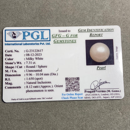 7.31 Carat Natural South Sea Pearl - Sachcha Moti - Lab Certified