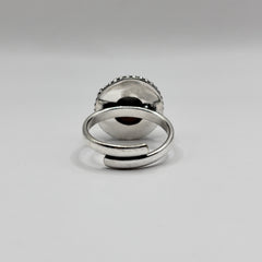 Adjustable Sulemani Aqeeq (Hakik) Round Dotted German Silver Ring- SA 06