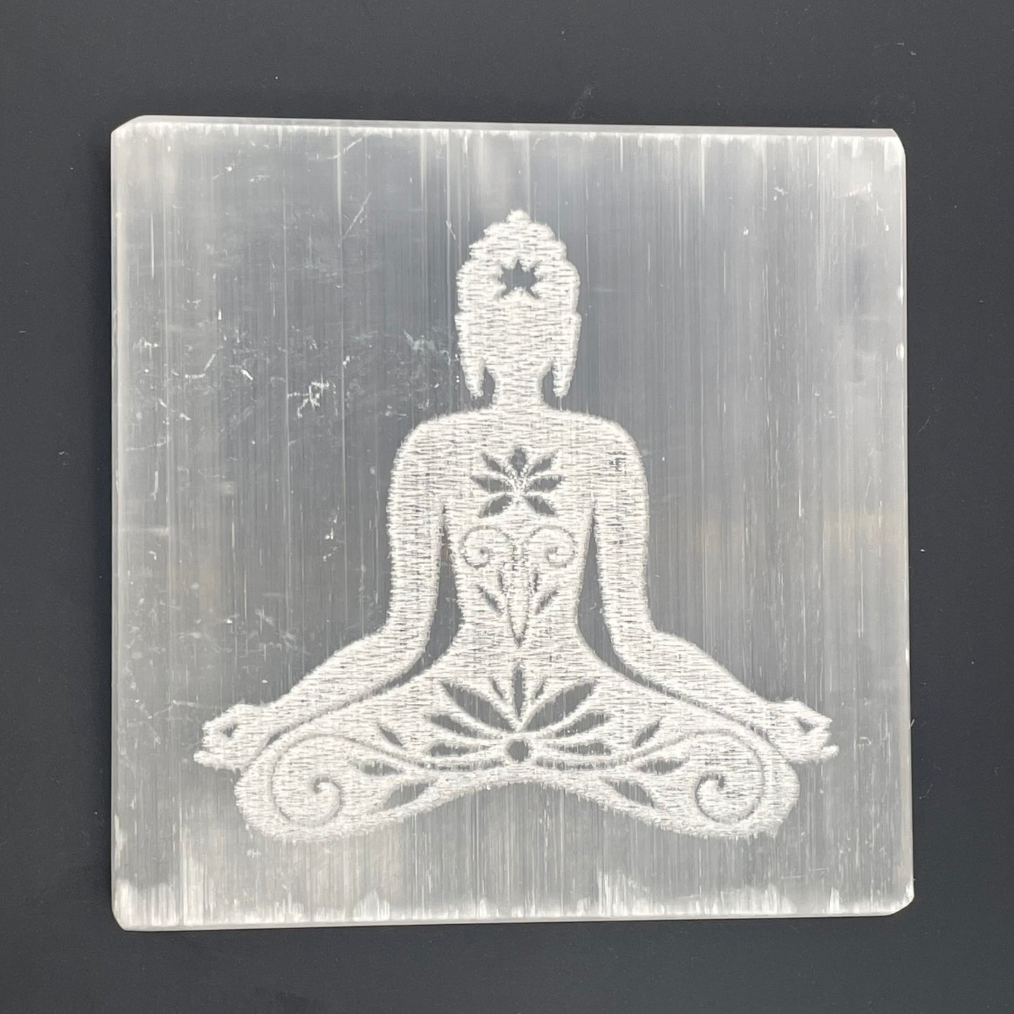 Buddha Charging Selenite Plate Square- 3 inch