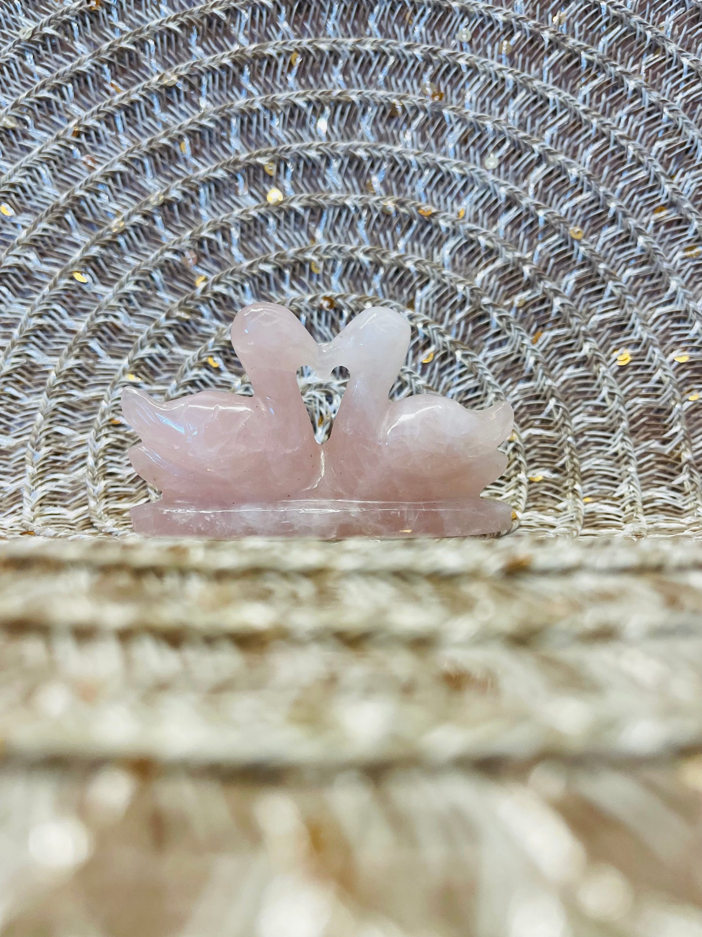 Rose quartz Love Swan Pair- 41.46 gm