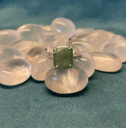 Green Aventurine German Silver Ring