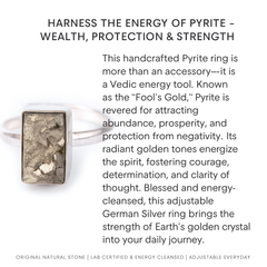 Pyrite Ring Original Natural Rectangle Plain Adjustable