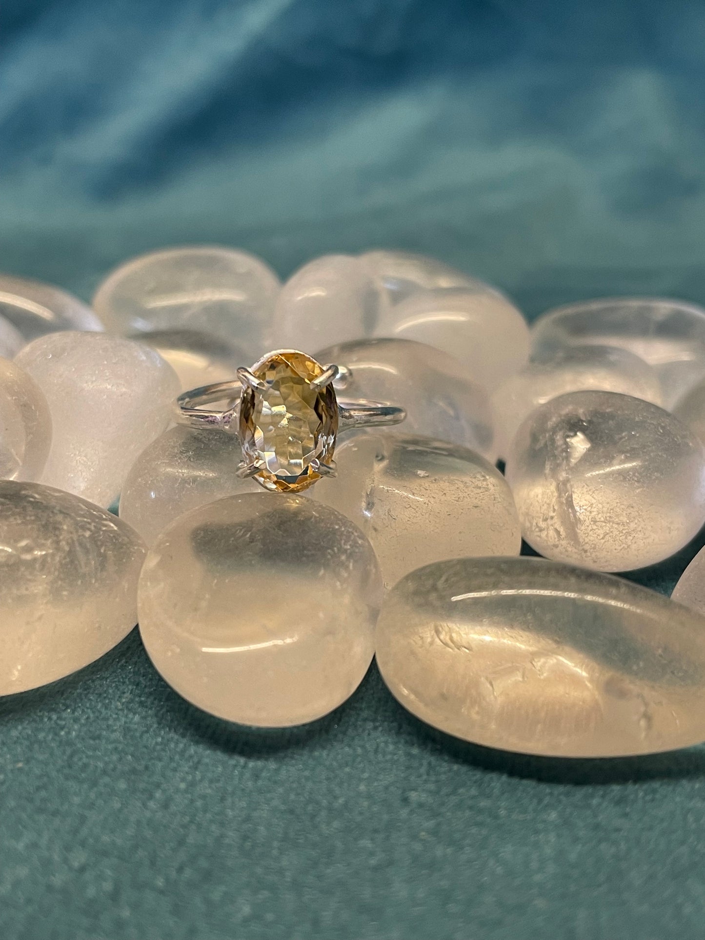 Citrine/ Sunela German Silver Ring-Medium Stone