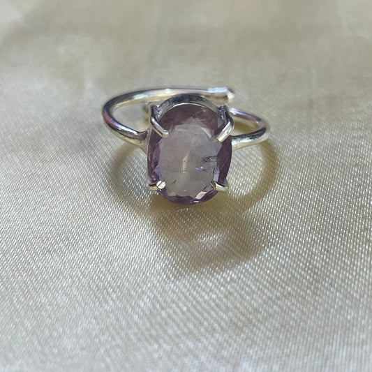 Amethyst Crystal German Silver Ring Natural Original Adjustable