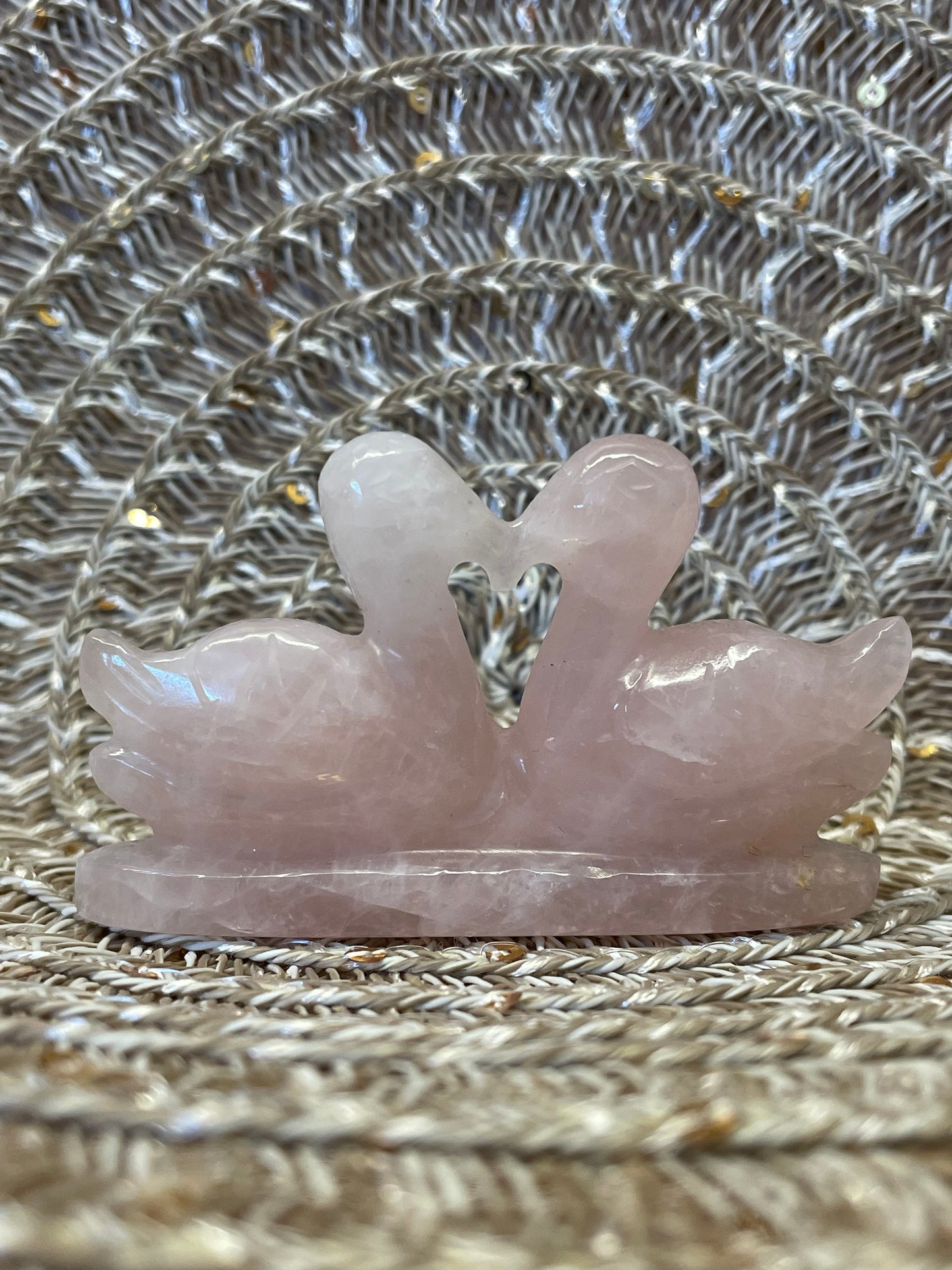 Rose quartz Love Swan Pair- 41.46 gm