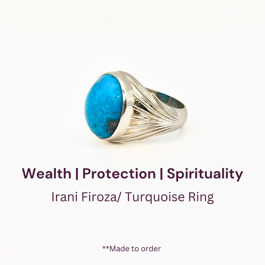 Celestia Irani Firoza Ring (Turquoise) 925 Pure Silver Ring - Natural Stone