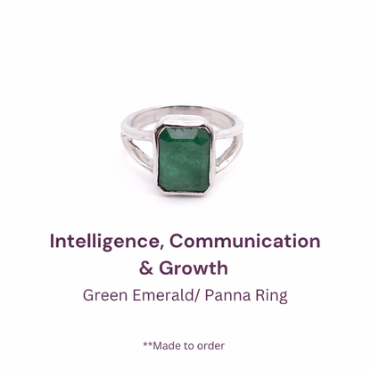 Brazilian Emerald Pure Silver Ring - Lab Certified