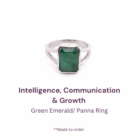 Brazilian Emerald Pure Silver Ring - Lab Certified